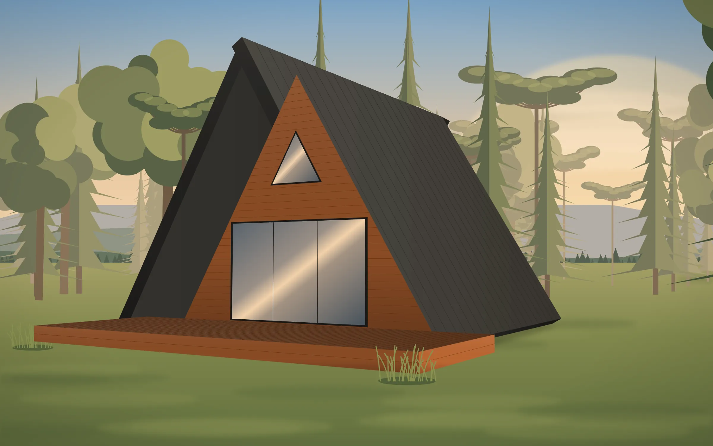 Chalé modular Aurora de 35 m² - In House Casas Modulares