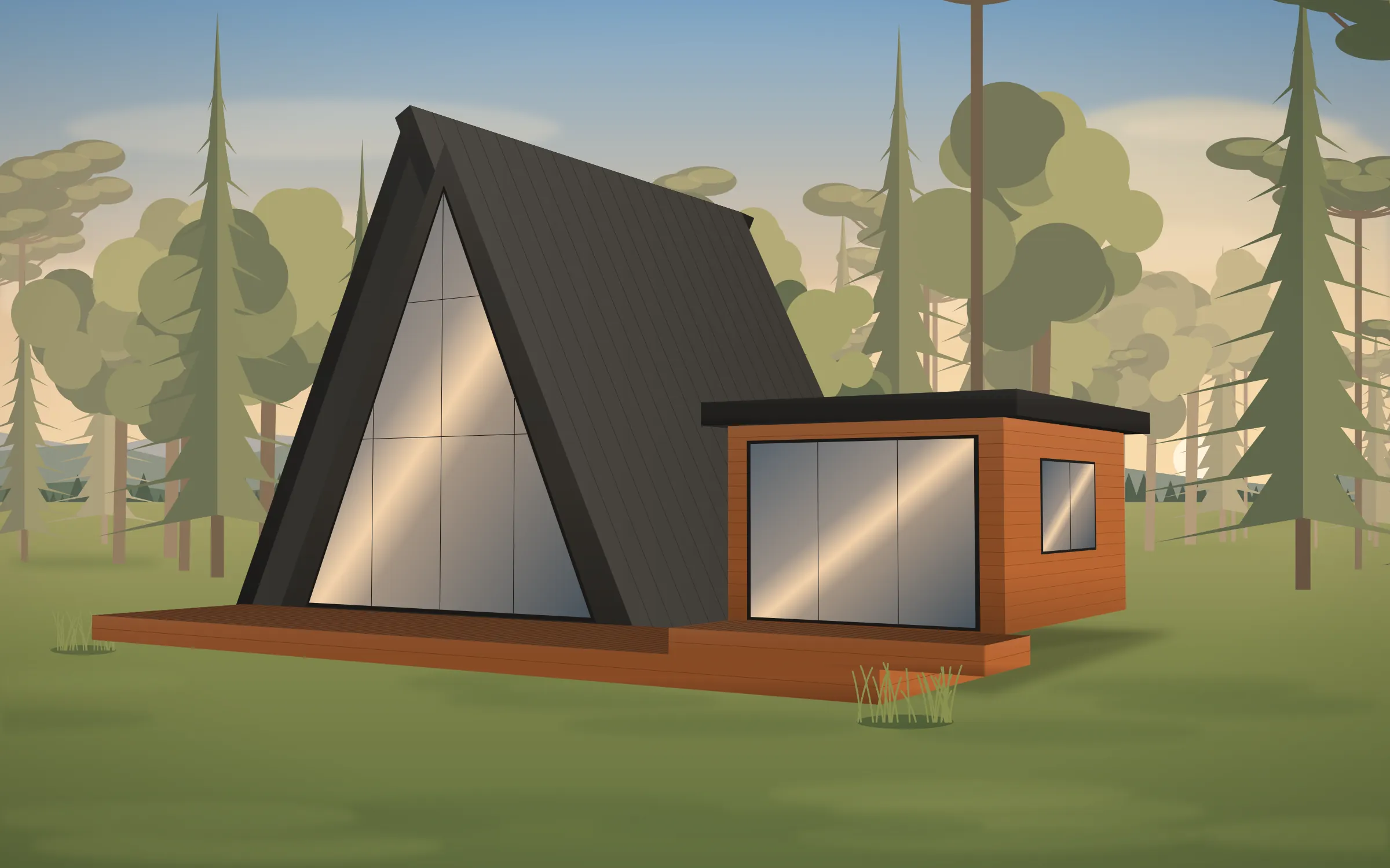 Chalé modular Montanha de 45 m² - In House Casas Modulares